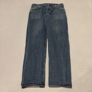 Evisu Selvedge Jeans Mens 38 Blue Denim Straight Leg Y2K Grunge Pockets Paints